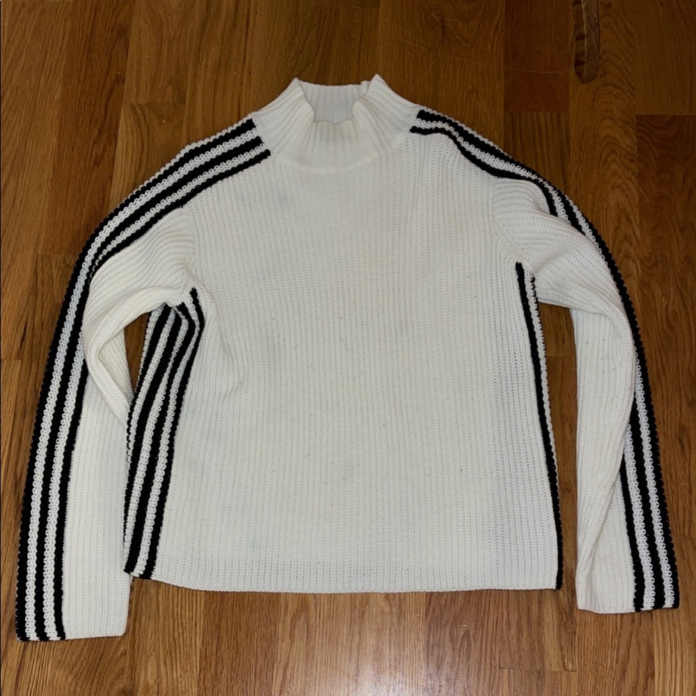 Sanctuary White and Blue Striped Turtleneck Sweat